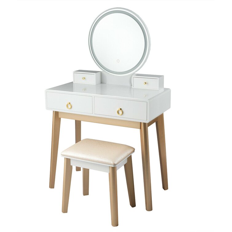 Dikomo vanity set with stool and mirror new arrivals